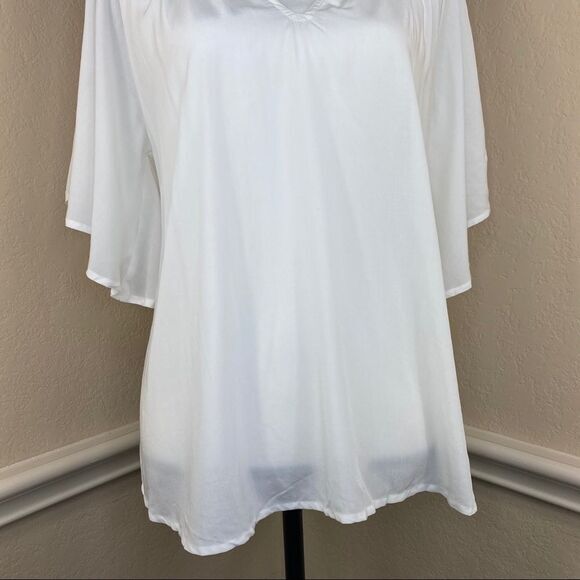 Agnes & Dora Flutter Sleeve‎ Blouse Ivory XS top - Picture 6 of 10